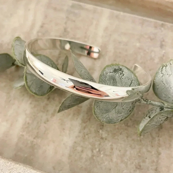 925 Sterling Silver Chunky Bangle Bracelet Classic Sterling Silver Bangle - Picture 4 of 6